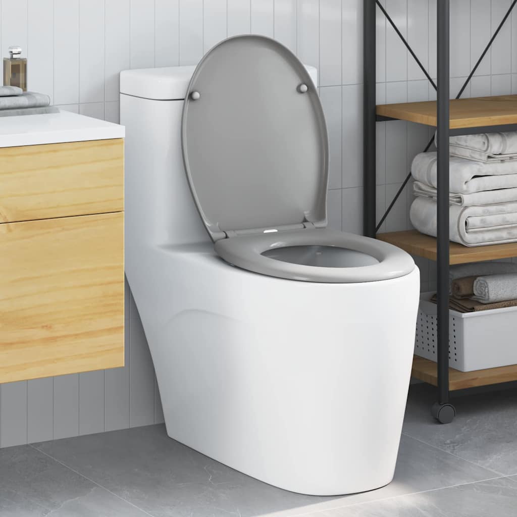 Schnellverschluss-WC-Sitz Grau 44,8 x 37,3 x 4,2 cm Duroplast