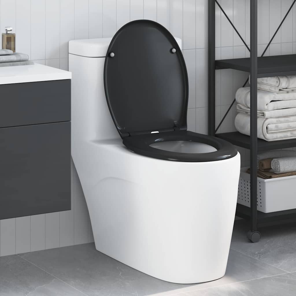 Schnellverschluss-WC-Sitz Schwarz 44,8 x 37,3 x 4,2 cm