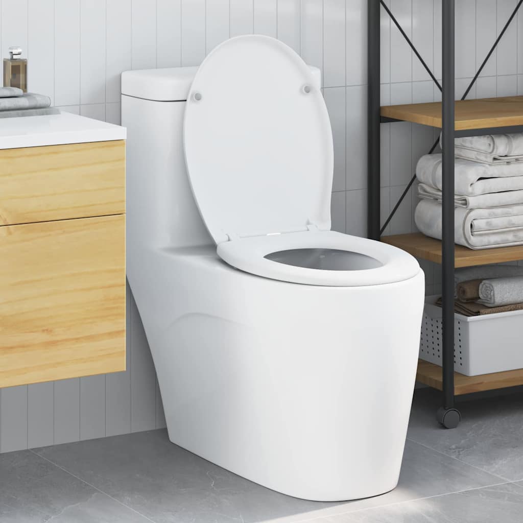 Schnellverschluss-WC-Sitz Weiß 44,8 x 37,3 x 4,2 cm Duroplast