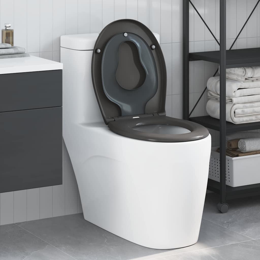Schnellverschluss-WC-Sitz Anthrazit 44.5 x 37.3 x 4.3 cm