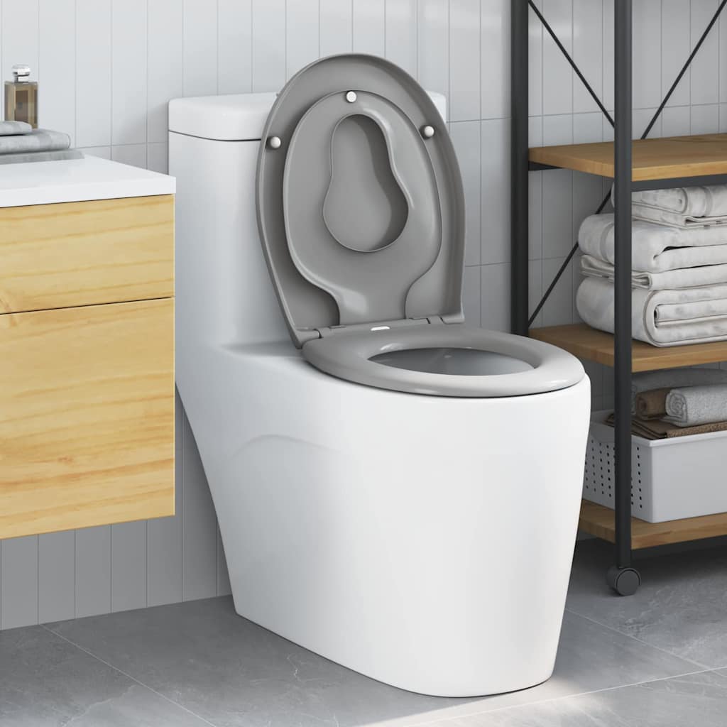 Schnellverschluss-WC-Sitz Grau 44.5 x 37.3 x 4.3 cm Duroplast