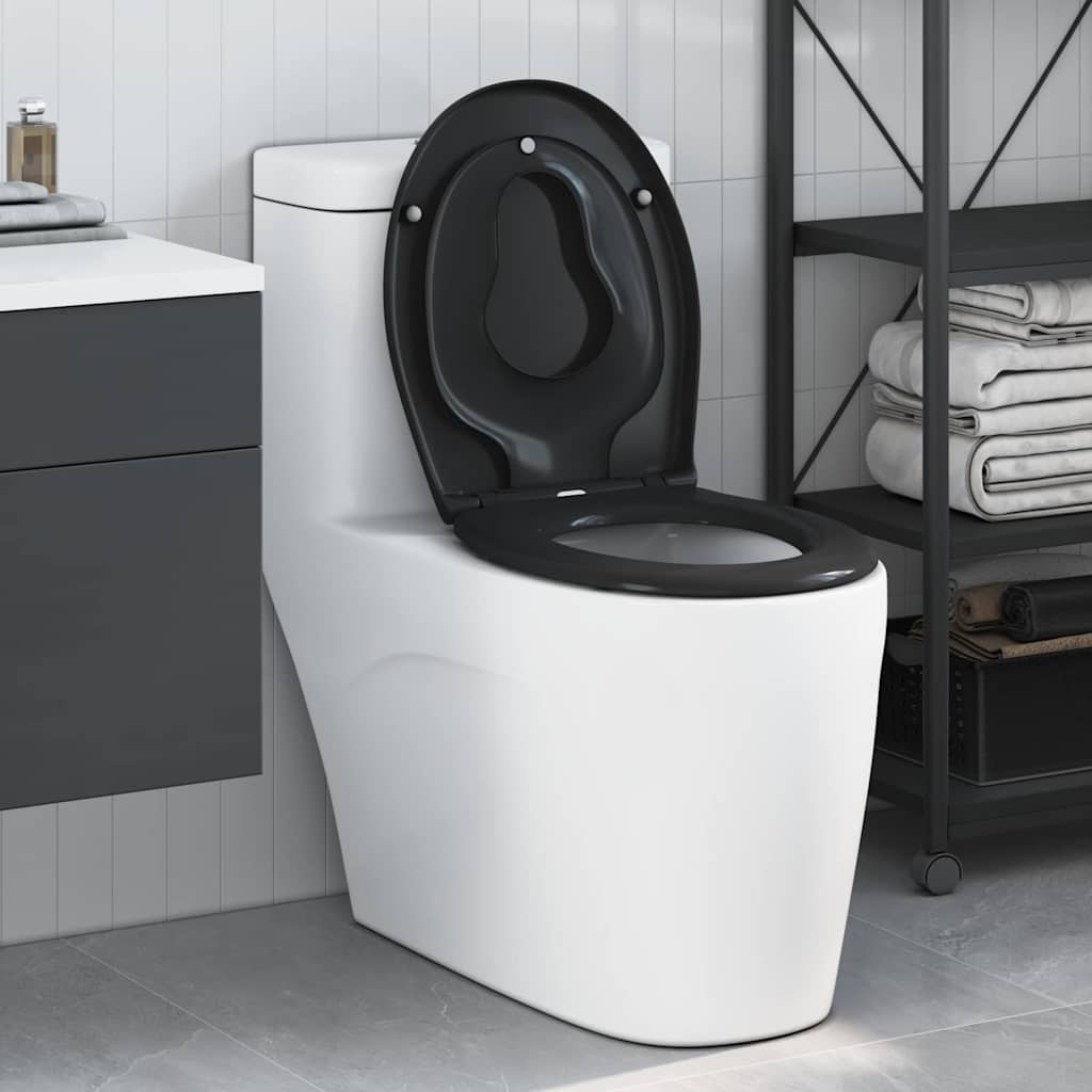 Schnellverschluss-WC-Sitz Schwarz 44.5 x 37.3 x 4.3 cm