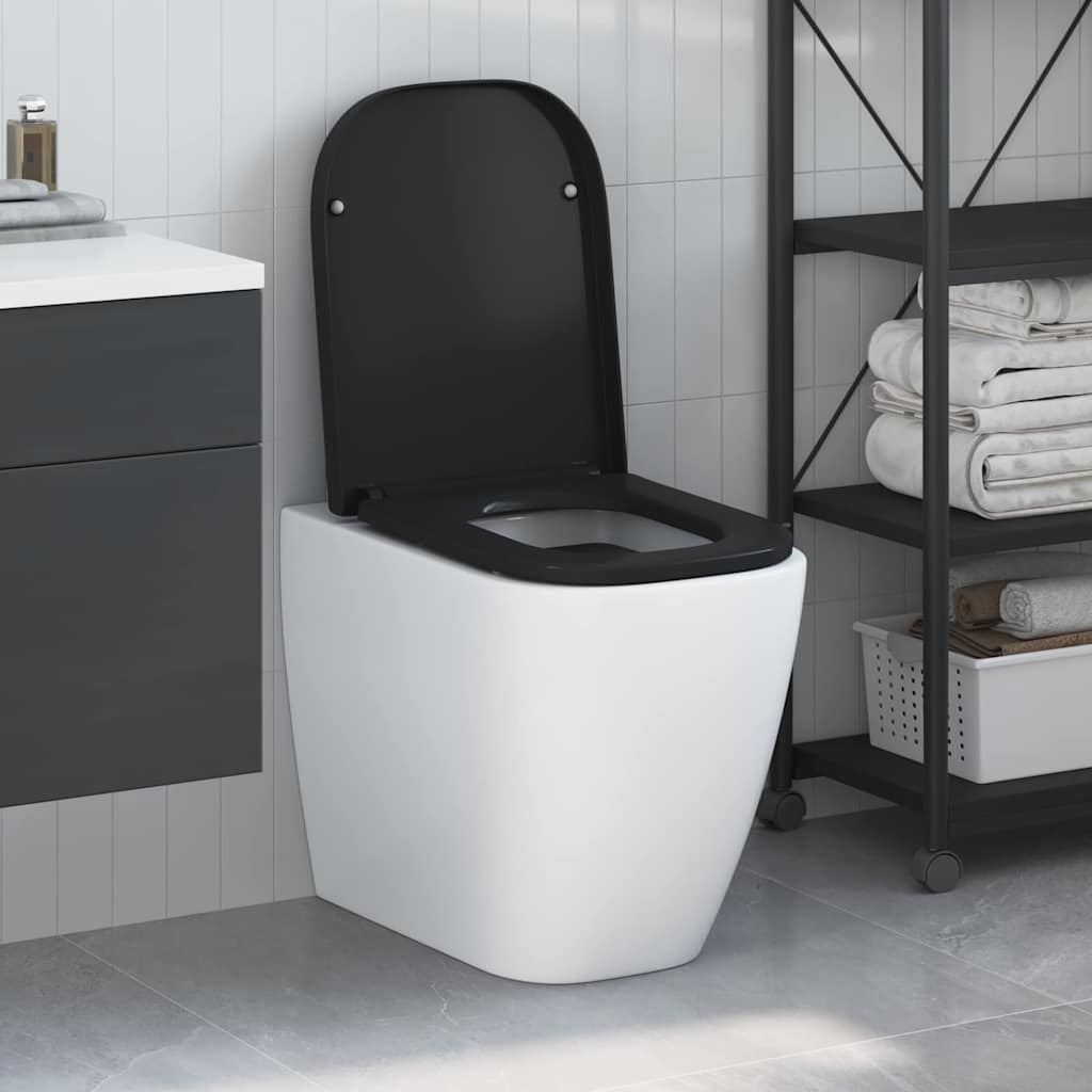 Schnellverschluss-WC-Sitz Schwarz 44,5 x 35 x 3,6 cm Duroplast