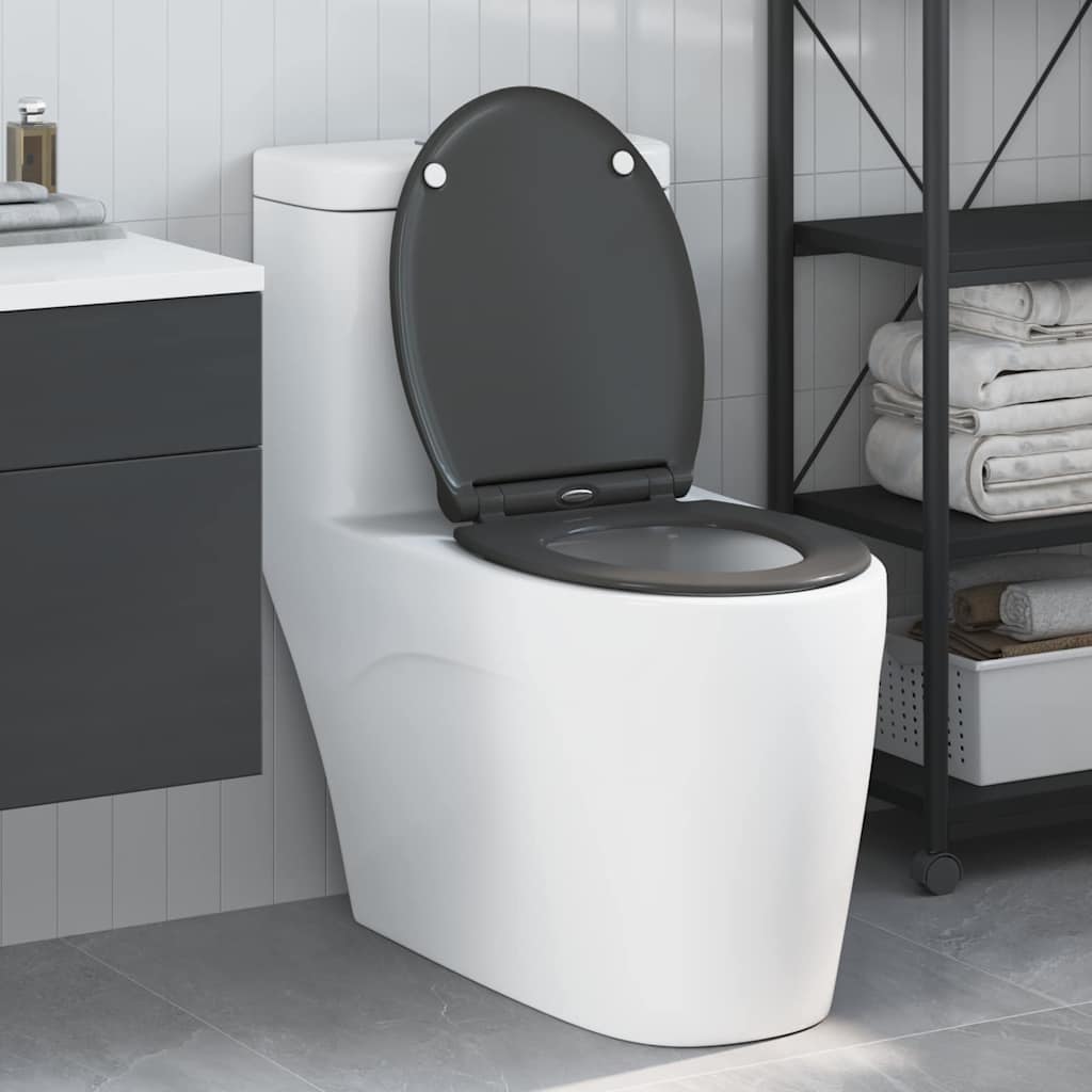 Schnellverschluss-WC-Sitz Anthrazit 45.5 x 37.5 x 3.8 cm