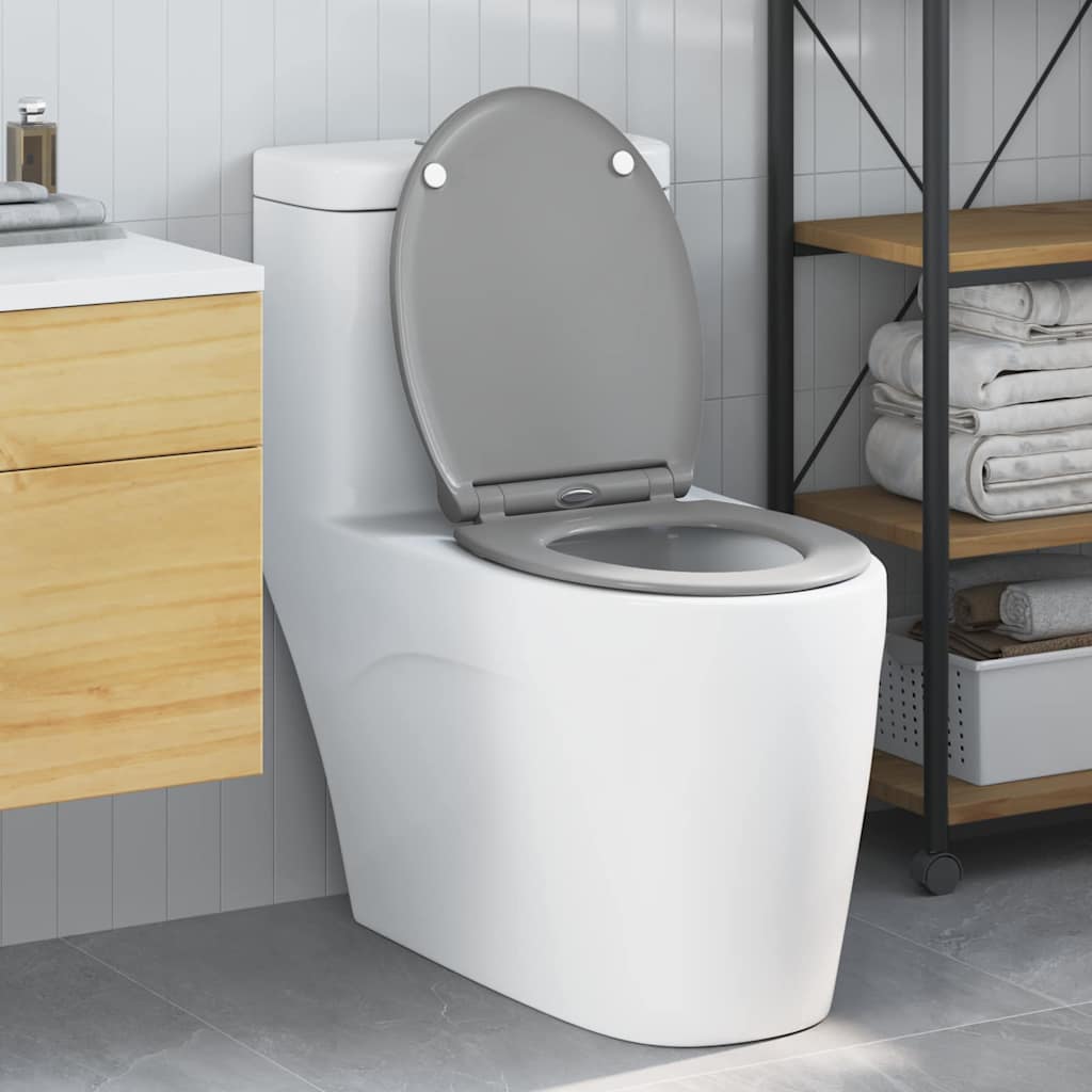 Schnellverschluss-WC-Sitz Grau 45.5 x 37.5 x 3.8 cm Duroplast