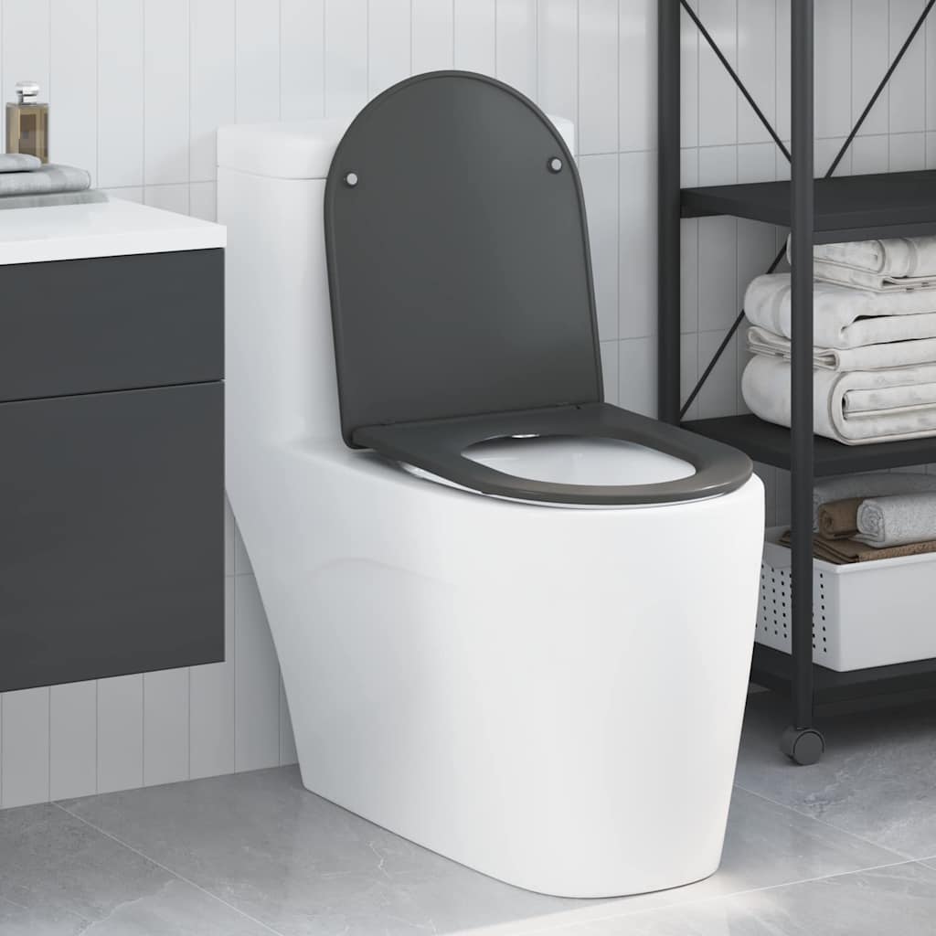 Schnellverschluss-WC-Sitz Anthrazit 44 x 36,4 x 3,4 cm