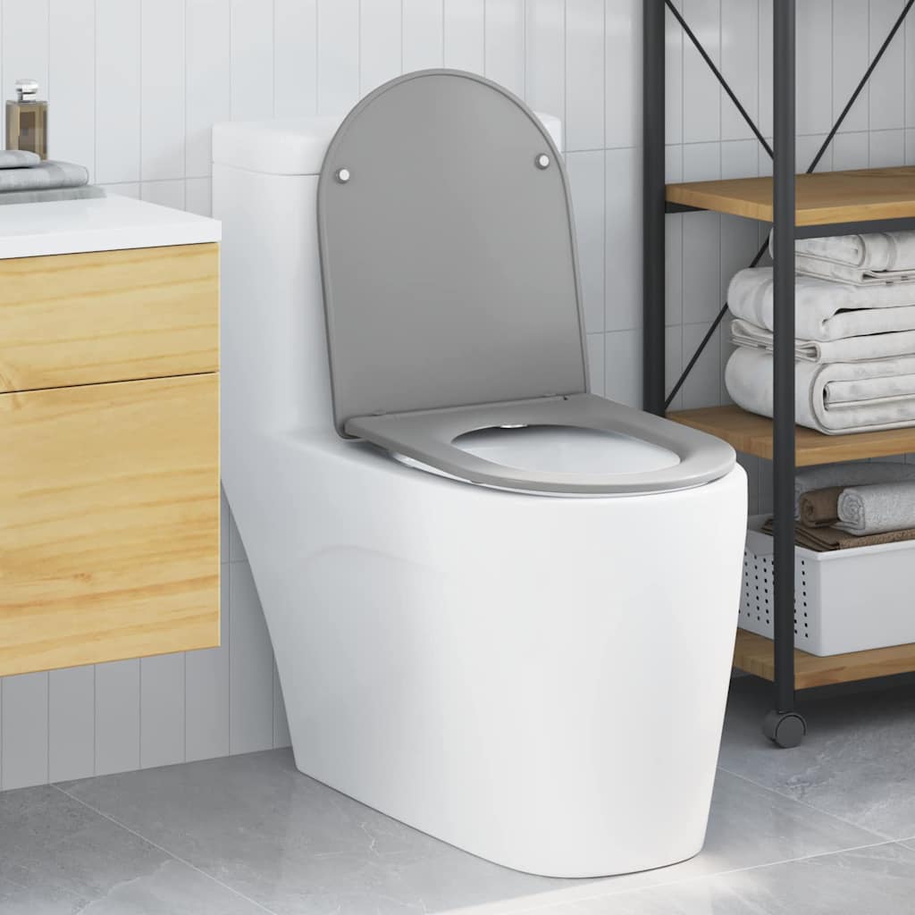 Schnellverschluss-WC-Sitz Grau 44 x 36,4 x 3,4 cm Duroplast