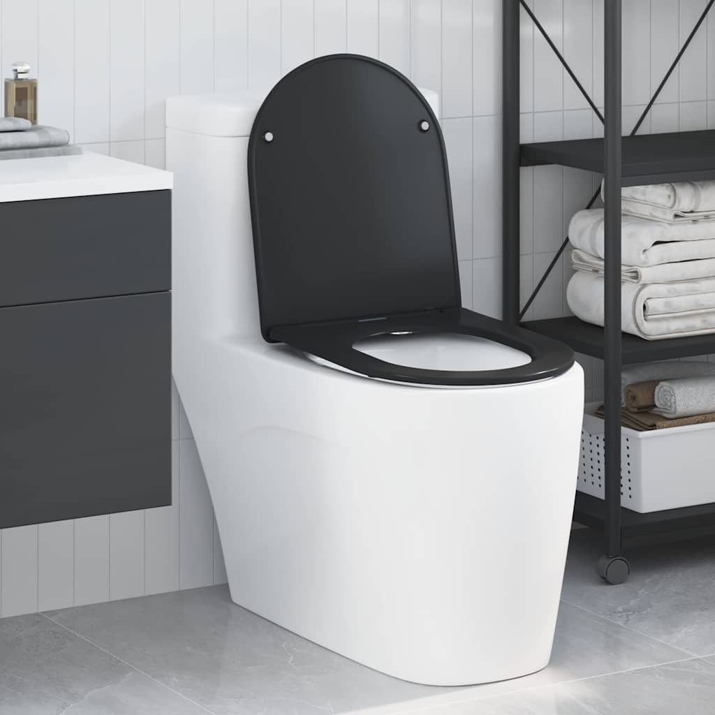 Schnellverschluss-WC-Sitz Schwarz 44 x 36,4 x 3,4 cm Duroplast