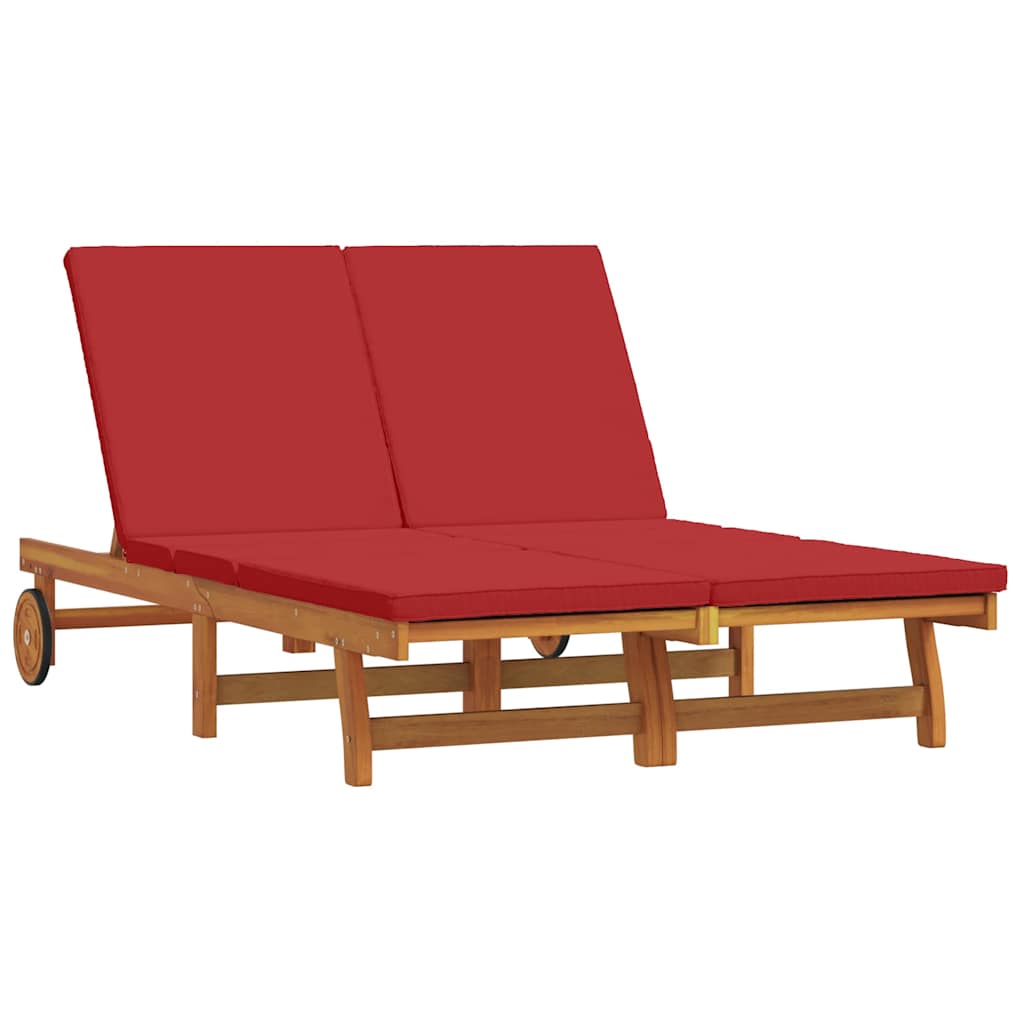 Sonnenliege mit Kissen Braun 125 x 200 x 84cm Massivholz Akazie