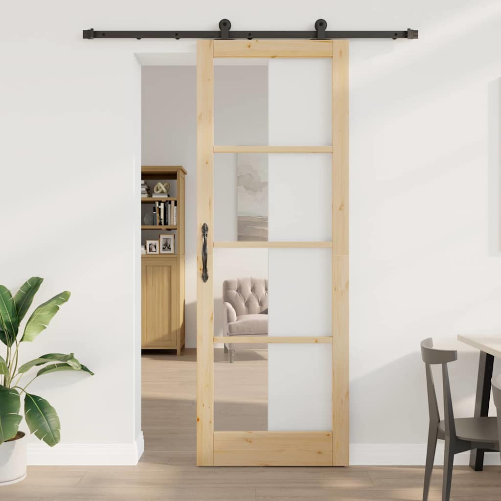 Schiebetür Manuell Braun 83 x 232 cm Holz und Metall
