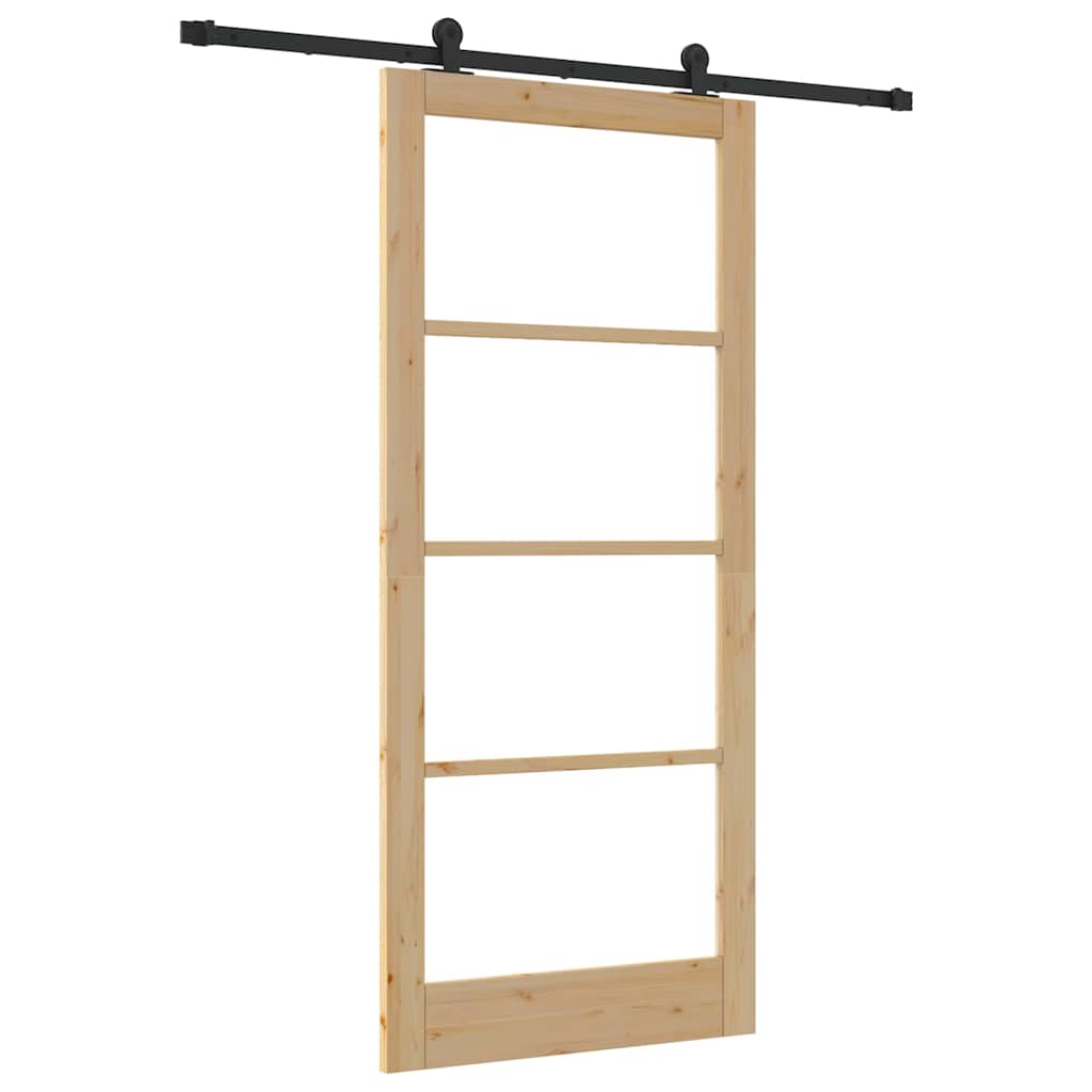 Schiebetür Manuell Braun 93 x 211 cm Holz und Metall