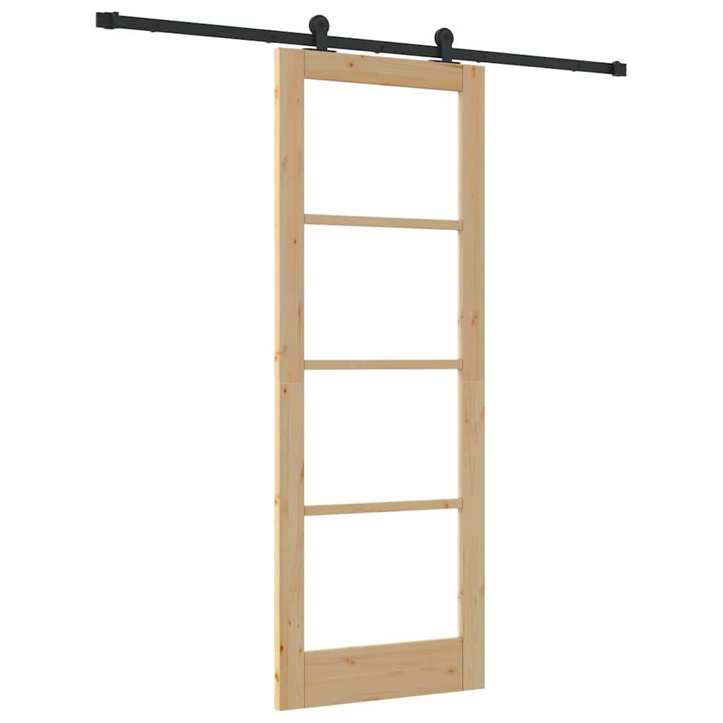 Schiebetür Manuell Braun 78 x 211 cm Holz und Metall