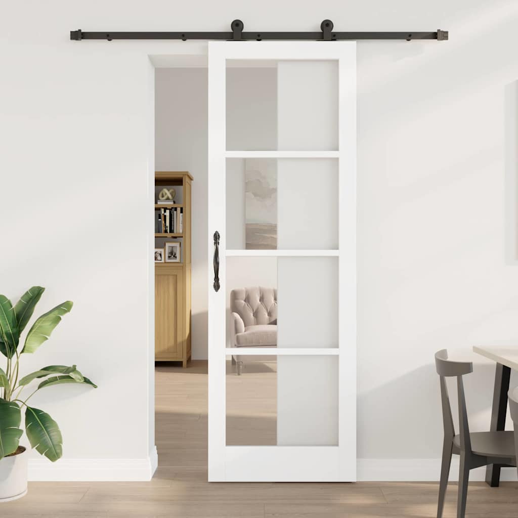 Schiebetür Manuell Weiß 78 x 232 cm Holz und Metall