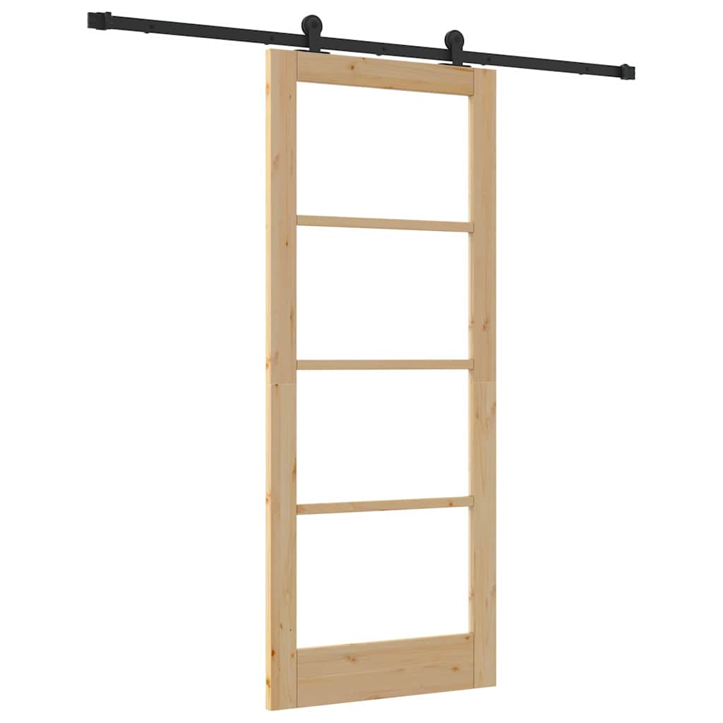 Schiebetür Manuell Braun 83 x 202 cm Holz und Metall