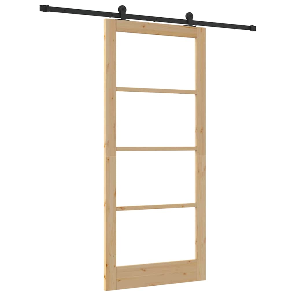 Schiebetür Manuell Braun 93 x 211 cm Holz und Metall