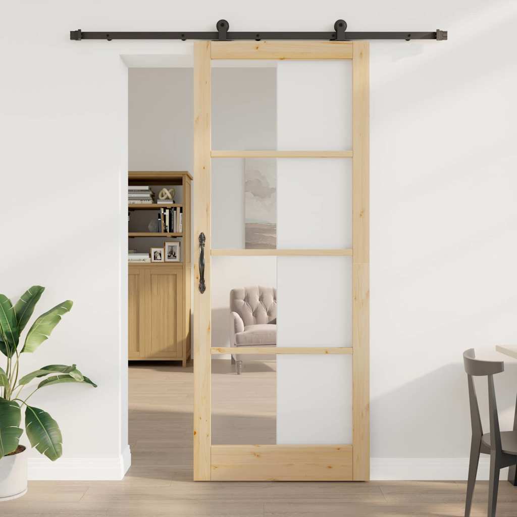 Schiebetür Manuell Braun 93 x 232 cm Holz und Metall
