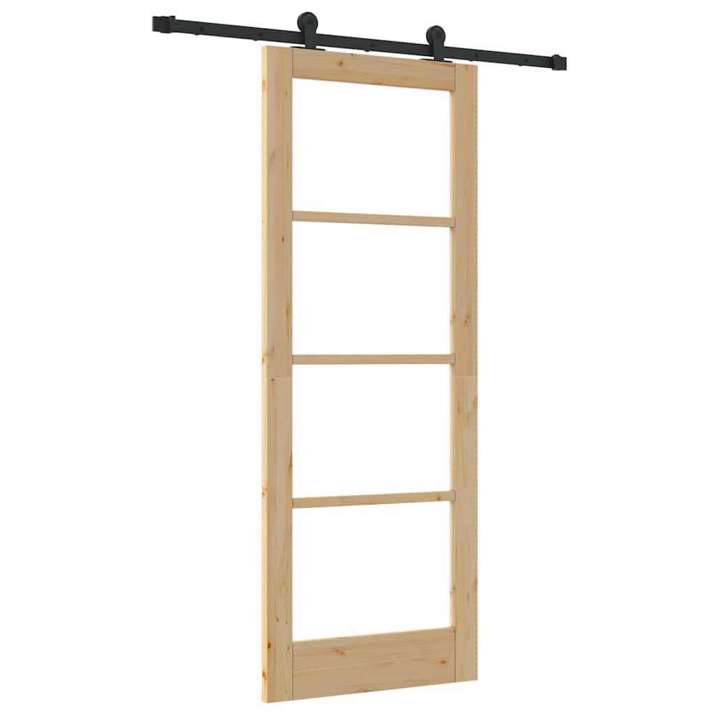 Schiebetür Manuell Braun 78 x 202 cm Holz und Metall