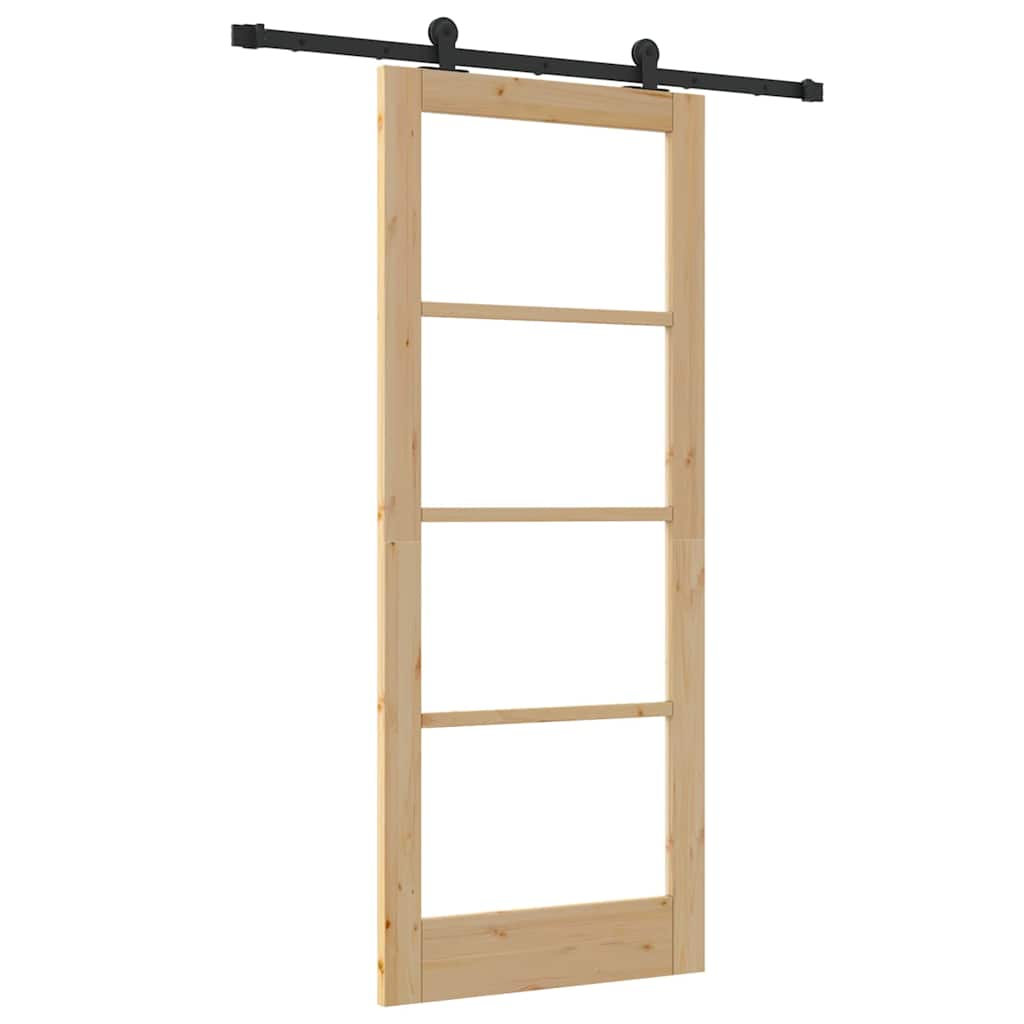 Schiebetür Manuell Braun 83 x 202 cm Holz und Metall