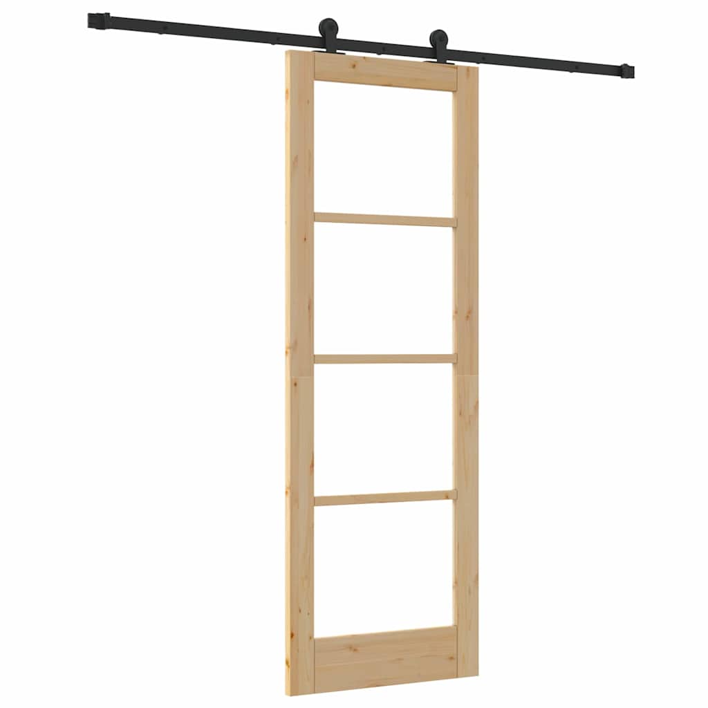 Schiebetür Manuell Braun 73,5 x 211 cm Holz und Metall