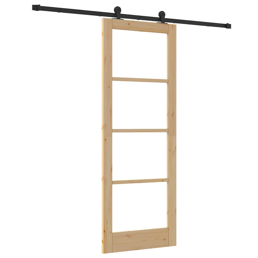 Schiebetür Manuell Braun 78 x 211 cm Holz und Metall