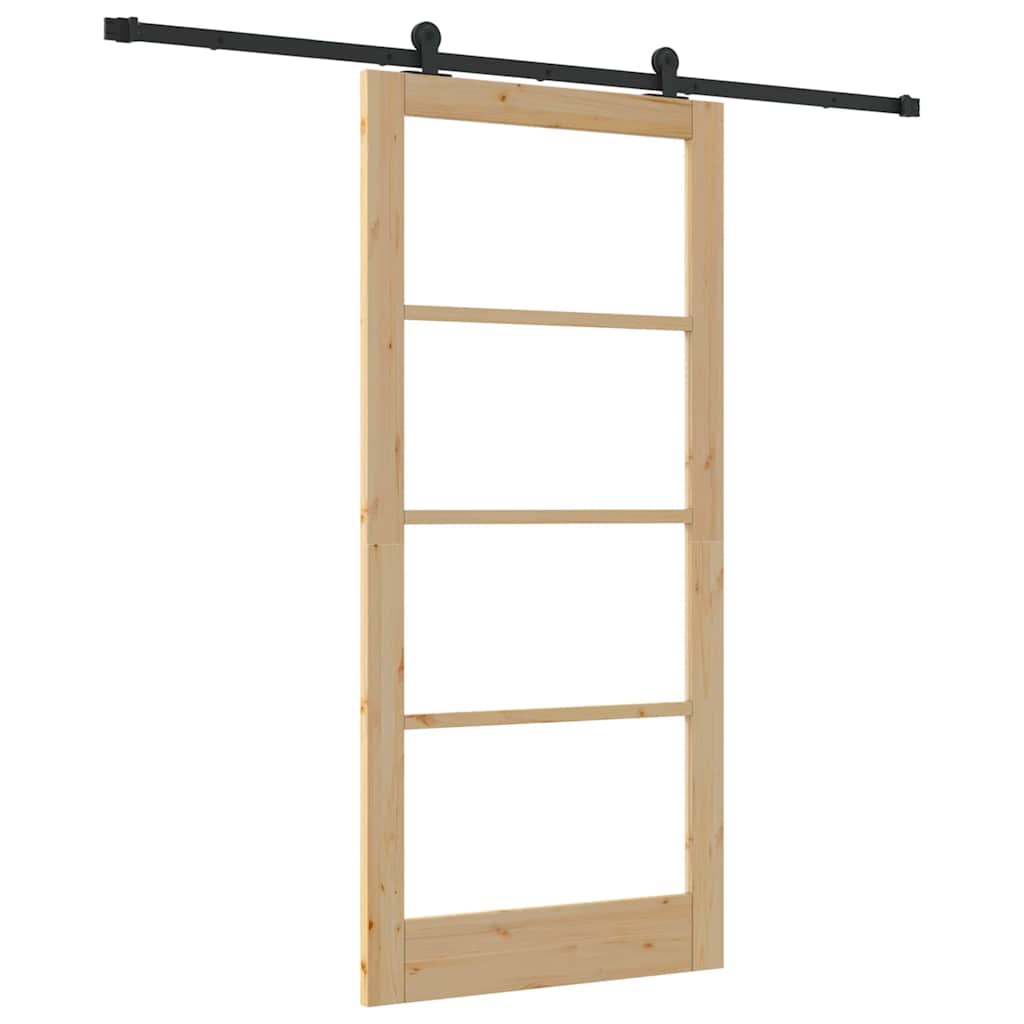 Schiebetür Manuell Braun 93 x 202 cm Holz und Metall
