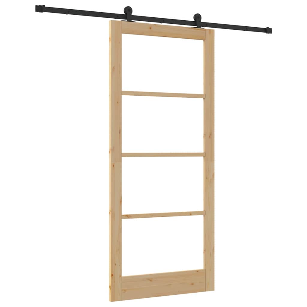 Schiebetür Manuell Braun 93 x 211 cm Holz und Metall