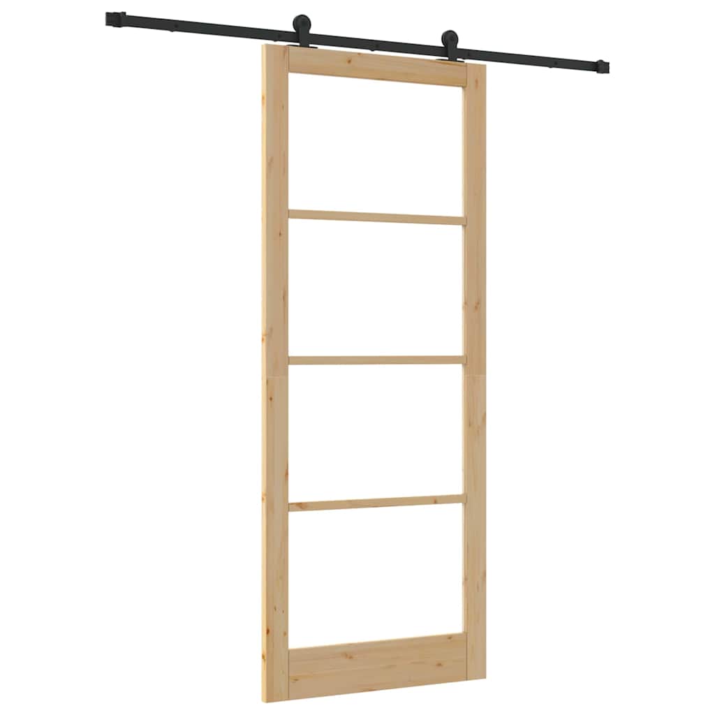 Schiebetür Manuell Braun 93 x 232 cm Holz und Metall