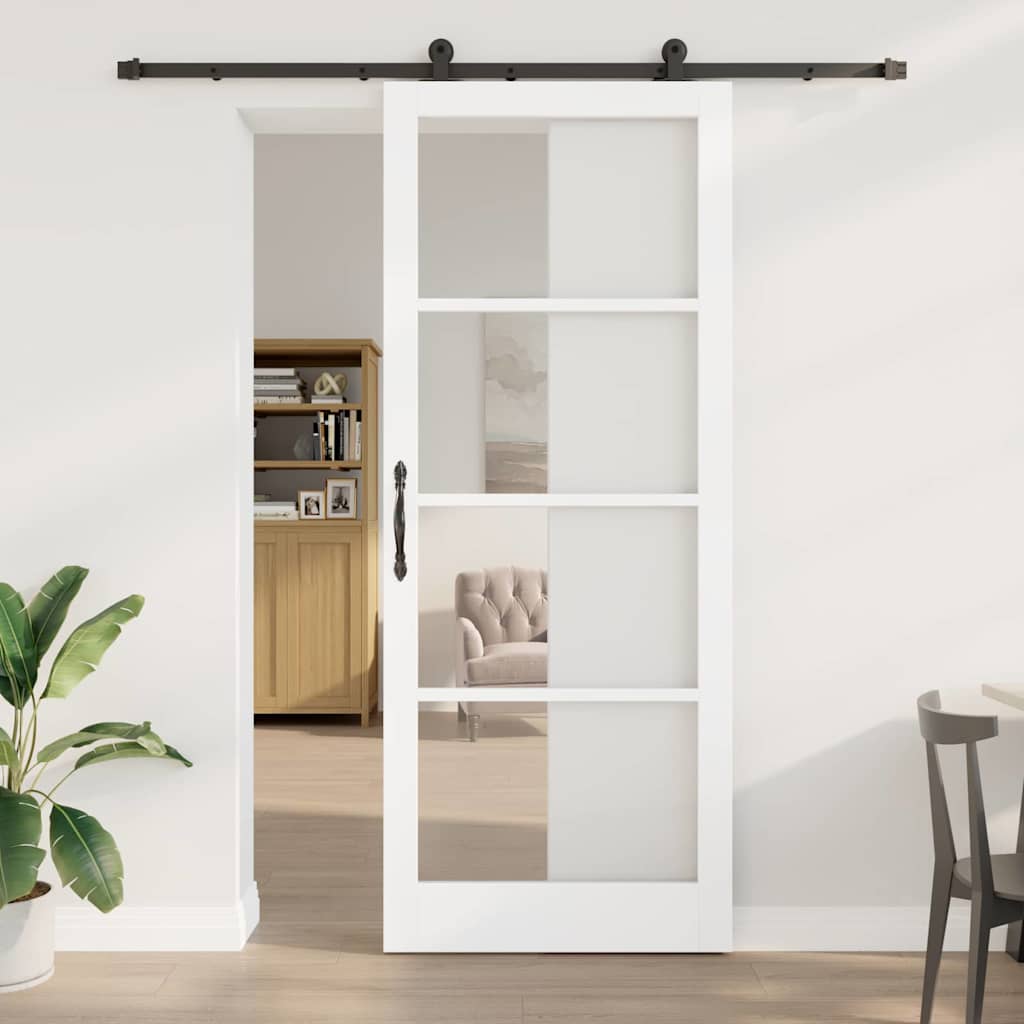 Schiebetür Manuell Weiß 93 x 232 cm Holz und Metall