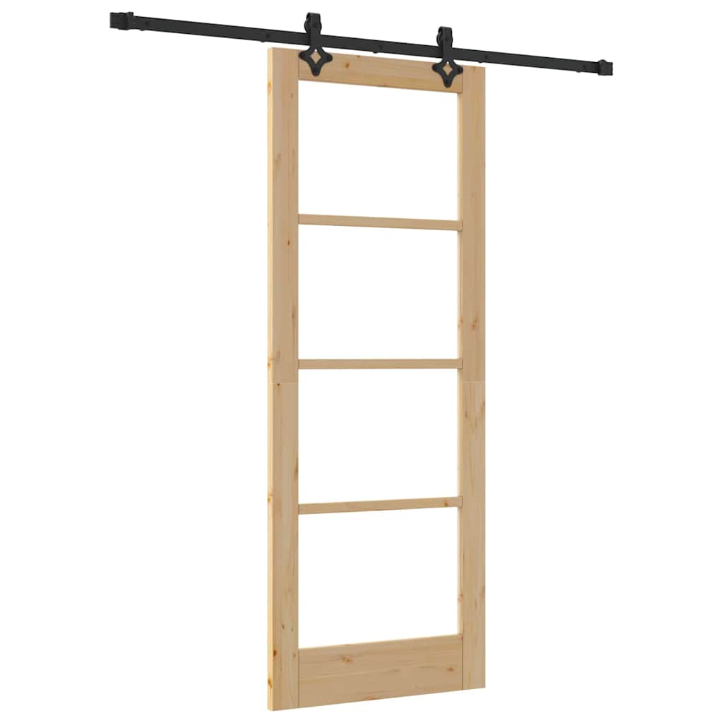 Schiebetür Manuell Braun 78 x 202 cm Holz und Metall
