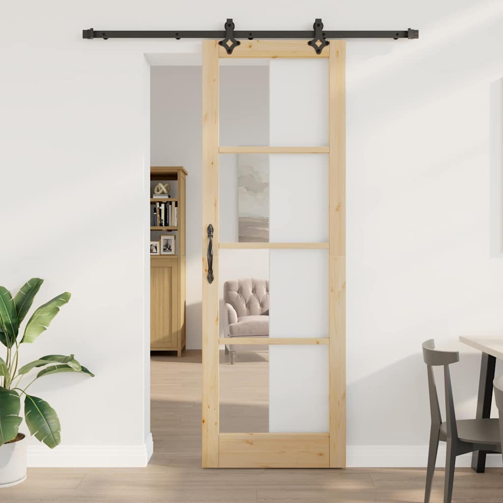 Schiebetür Manuell Braun 78 x 232 cm Holz und Metall