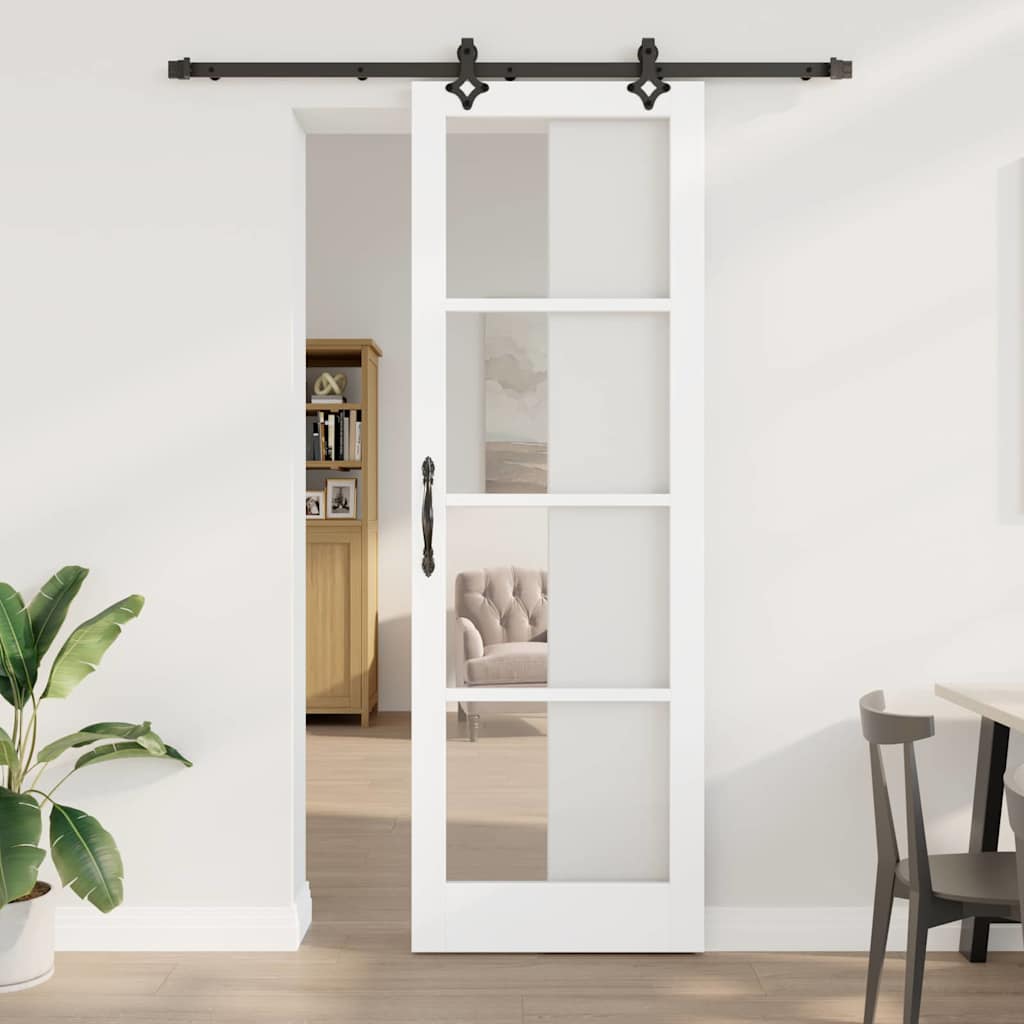 Schiebetür Manuell Weiß 78 x 232 cm Holz und Metall