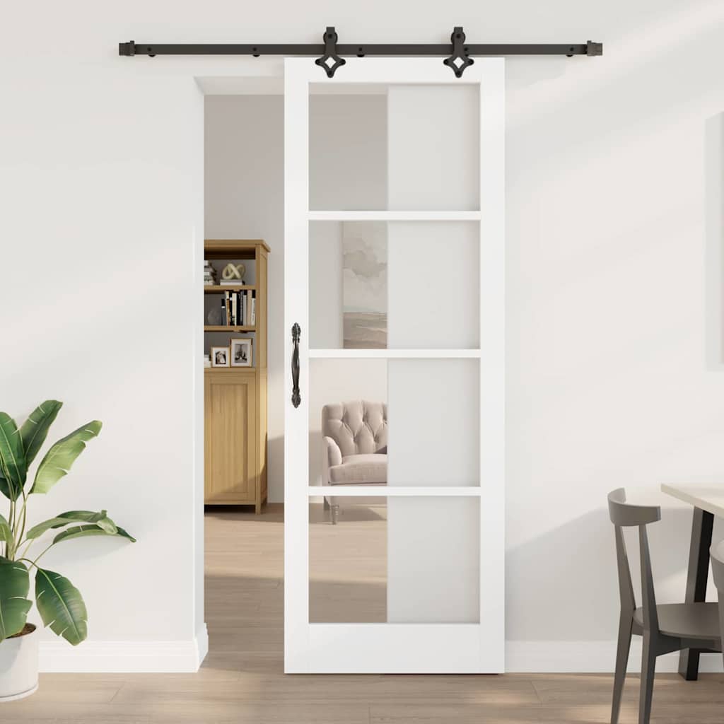 Schiebetür Manuell Weiß 83 x 232 cm Holz und Metall