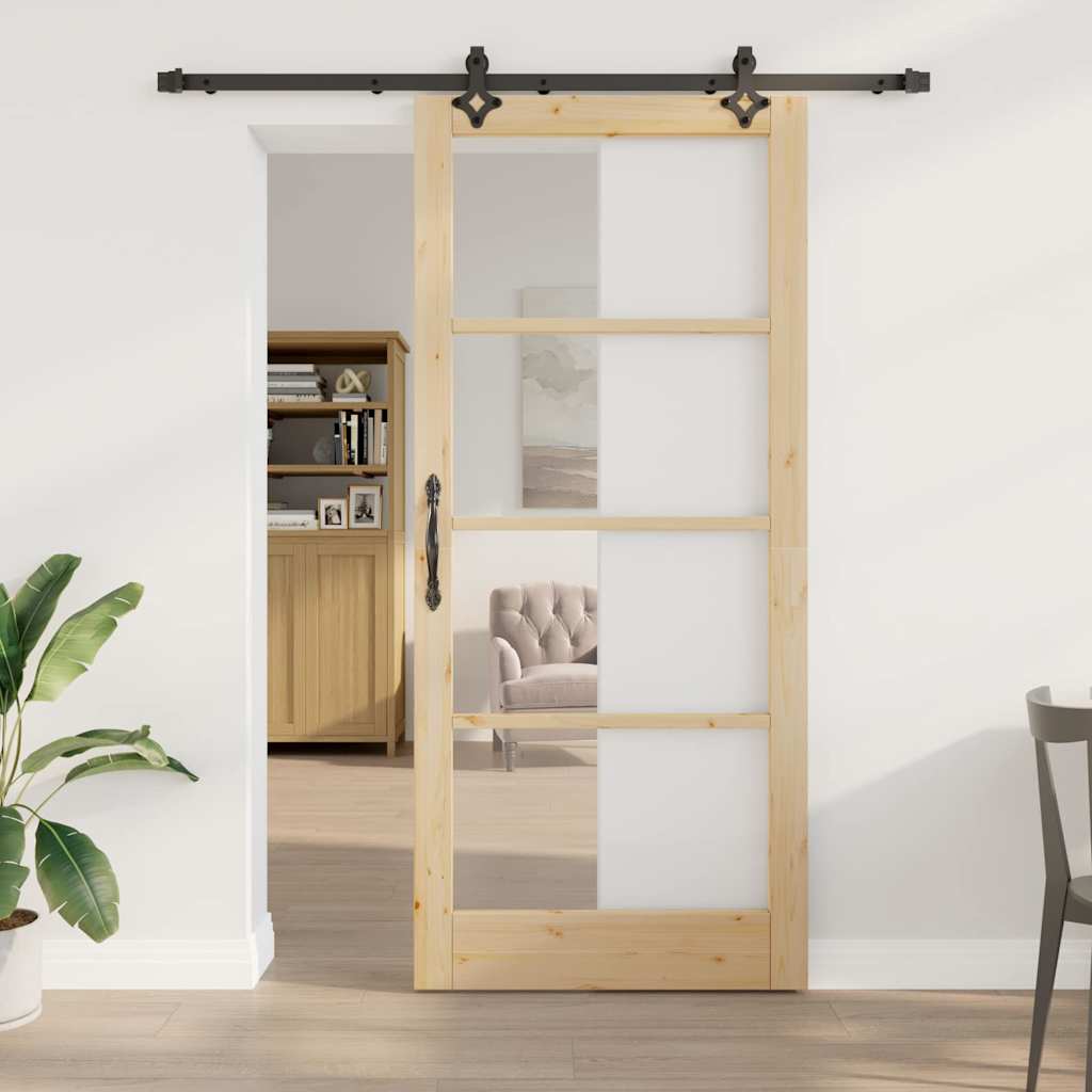 Schiebetür Manuell Braun 93 x 211 cm Holz und Metall