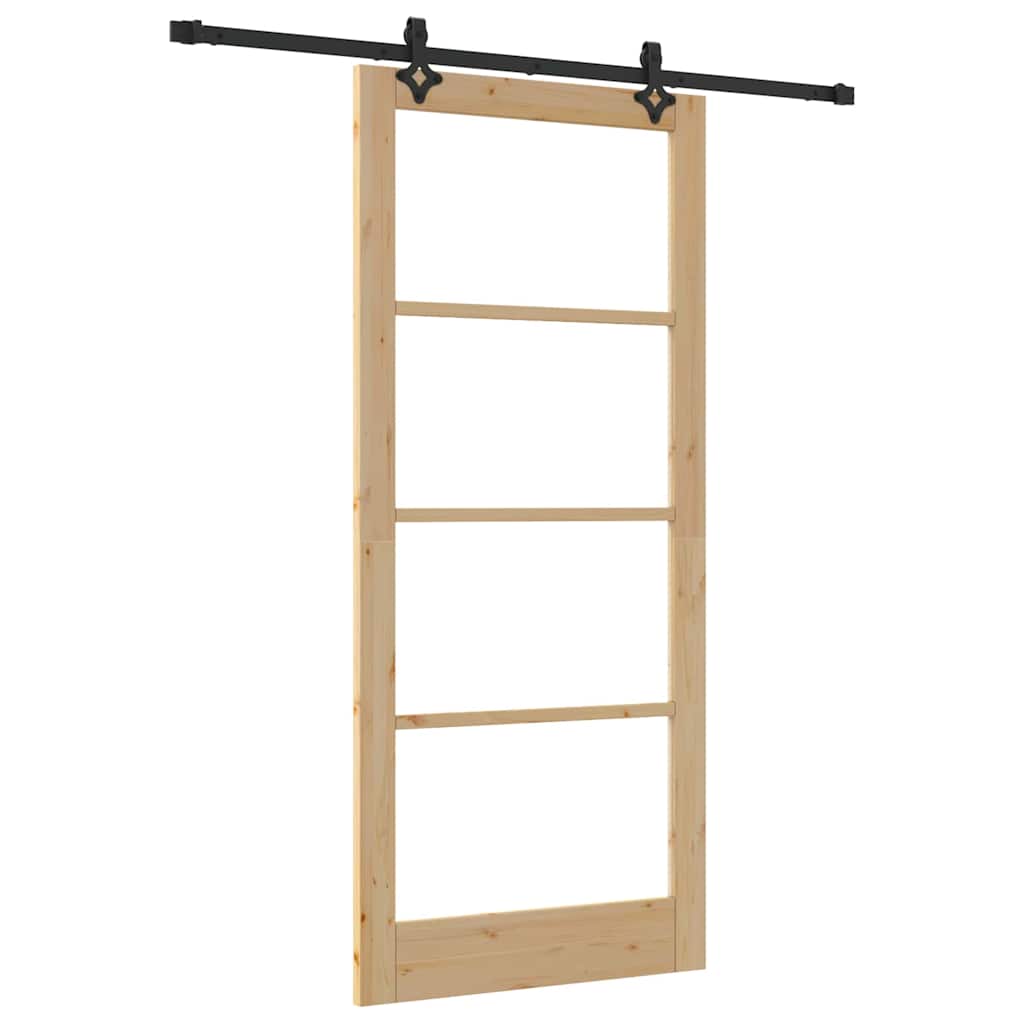 Schiebetür Manuell Braun 93 x 211 cm Holz und Metall