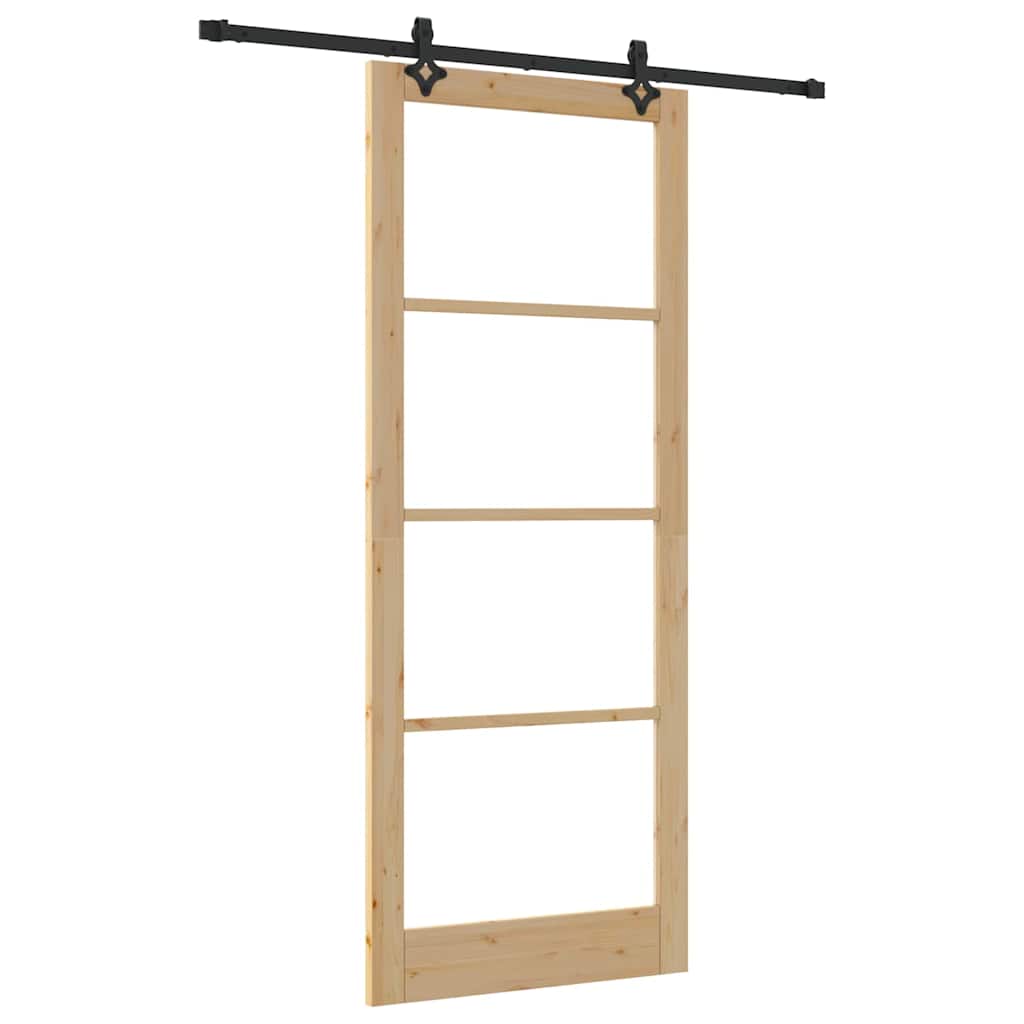Schiebetür Manuell Braun 93 x 232 cm Holz und Metall