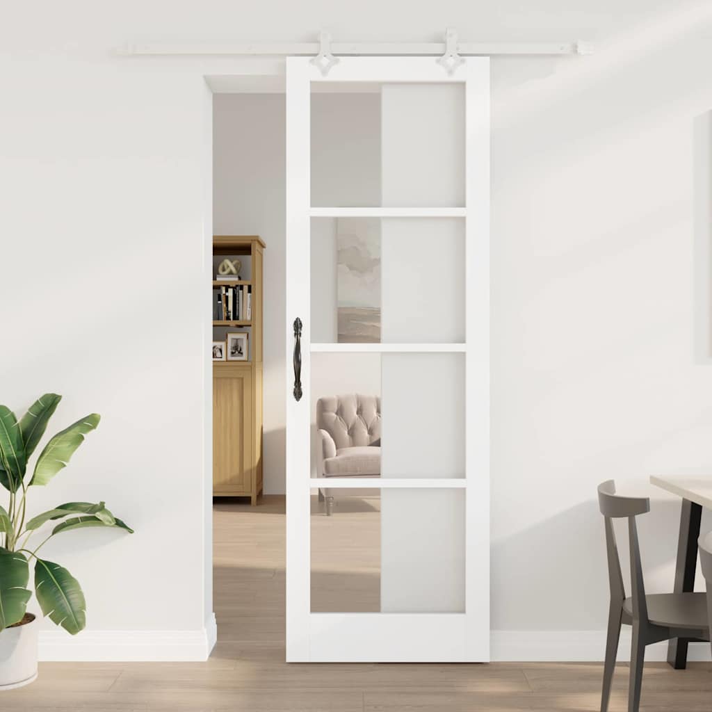 Schiebetür Manuell Weiß 78 x 232 cm Holz und Metall