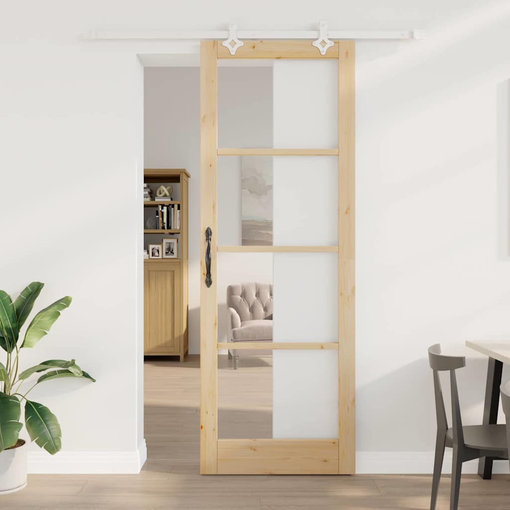 Schiebetür Manuell Braun 83 x 232 cm Holz und Metall