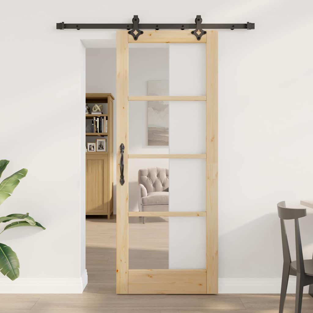 Schiebetür Manuell Braun 78 x 202 cm Holz und Metall