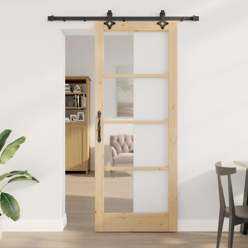 Schiebetür Manuell Braun 83 x 211 cm Holz und Metall