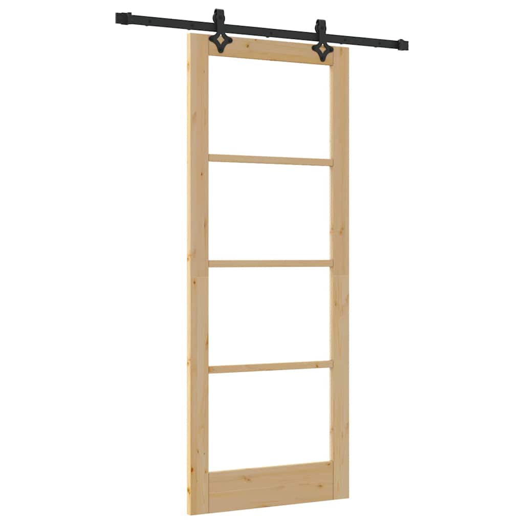 Schiebetür Manuell Braun 83 x 211 cm Holz und Metall
