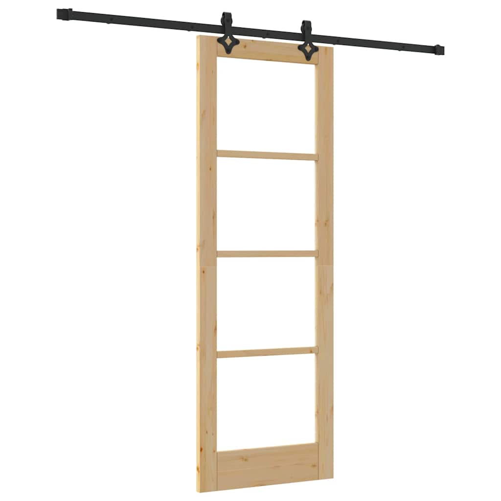 Schiebetür Manuell Braun 73,5 x 211 cm Holz und Metall