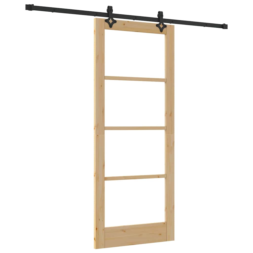Schiebetür Manuell Braun 83 x 202 cm Holz und Metall