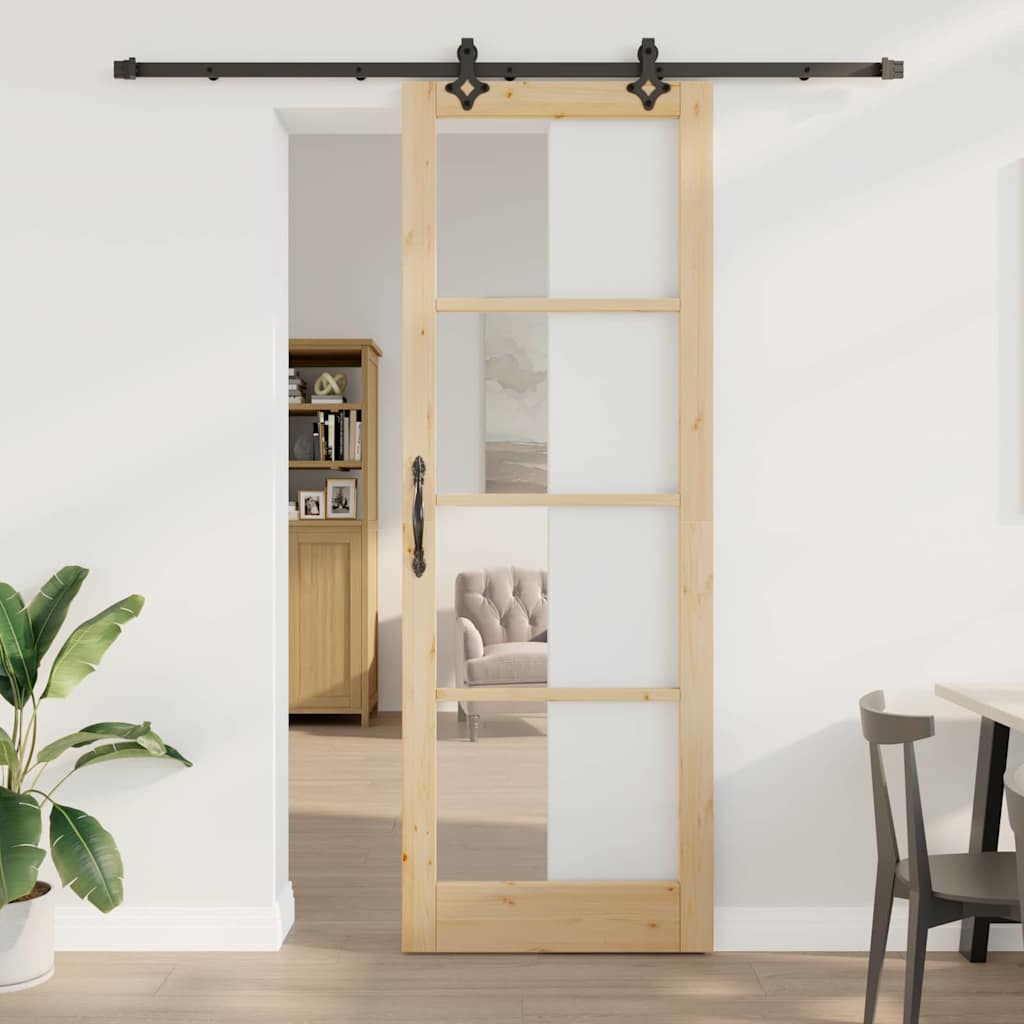 Schiebetür Manuell Braun 83 x 232 cm Holz und Metall