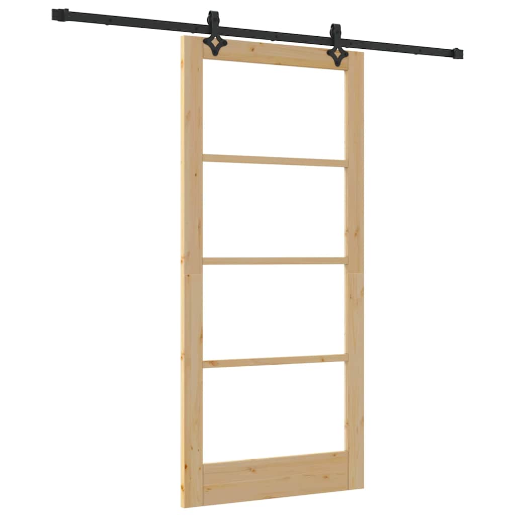 Schiebetür Manuell Braun 93 x 202 cm Holz und Metall