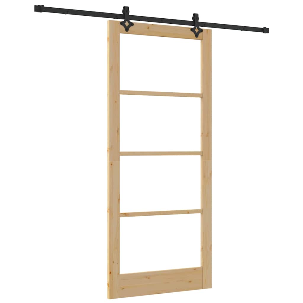 Schiebetür Manuell Braun 93 x 211 cm Holz und Metall