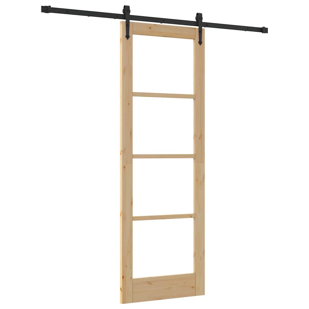 Schiebetür Manuell Braun 73,5 x 211 cm Holz und Metall