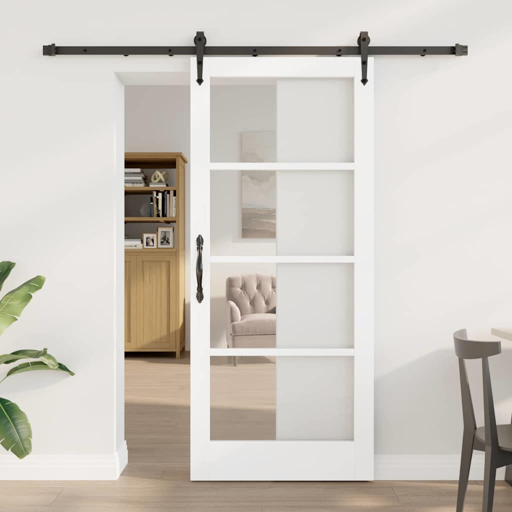 Schiebetür Manuell Weiß 78 x 202 cm Holz und Metall