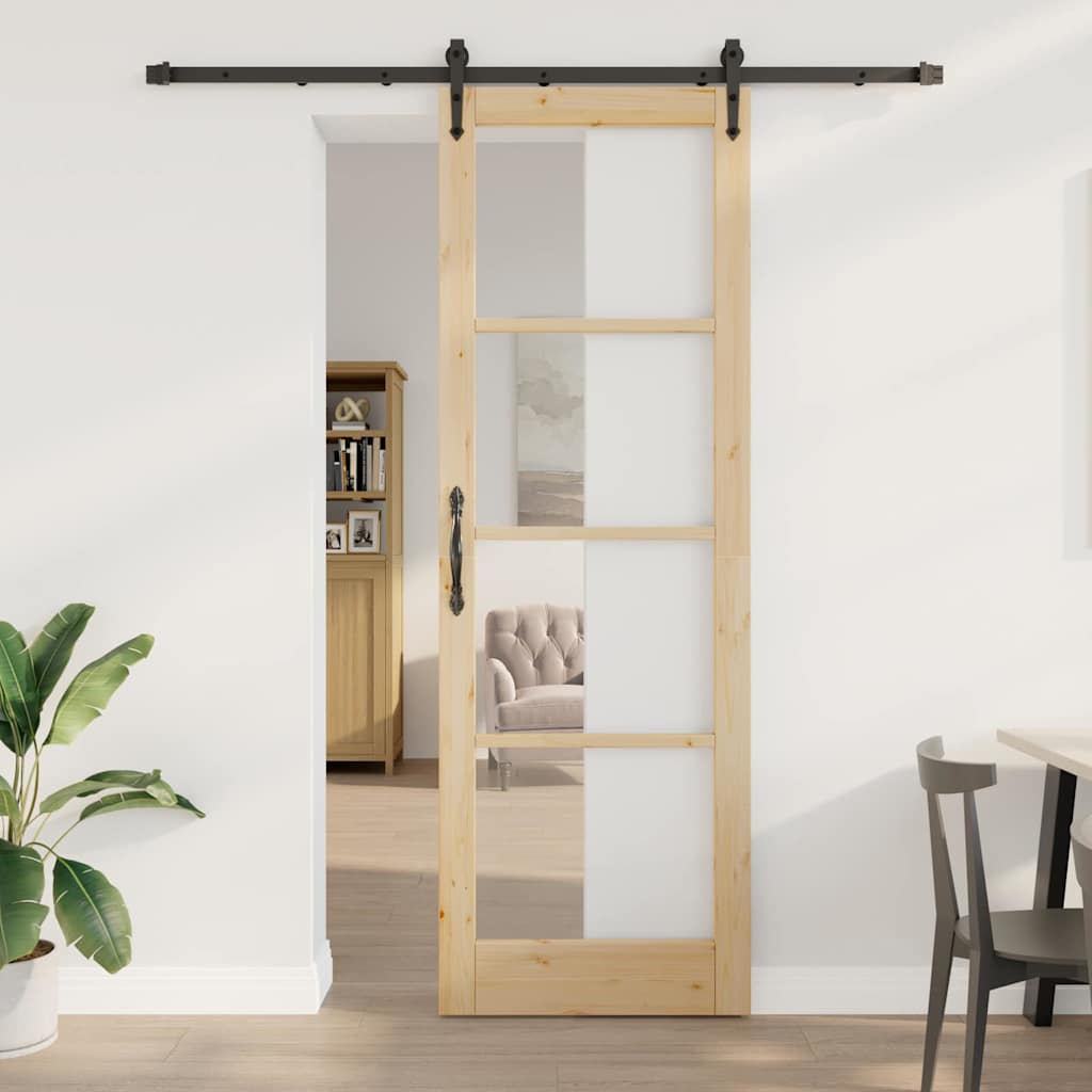 Schiebetür Manuell Braun 78 x 232 cm Holz und Metall