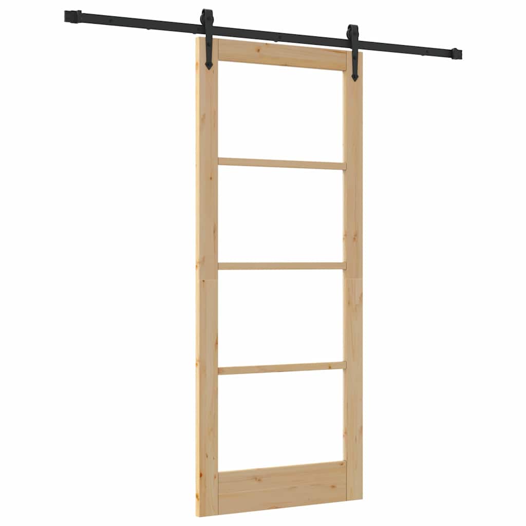 Schiebetür Manuell Braun 83 x 202 cm Holz und Metall