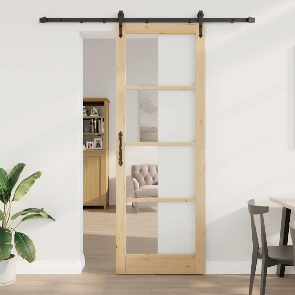 Schiebetür Manuell Braun 83 x 232 cm Holz und Metall